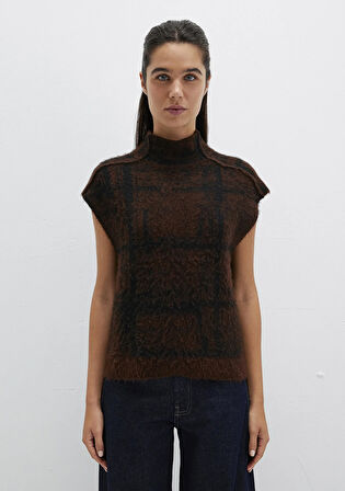 Dik Yaka Kahverengi Süveter 1710792-91201