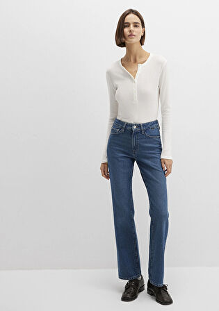 Miav Jeans 90lar Gölgeli Koyu Mavi Jean Pantolon 1010299-91180