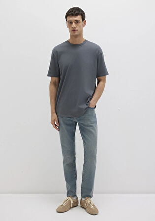 Bisiklet Yaka Lacivert Basic Tişört 0611596-80776