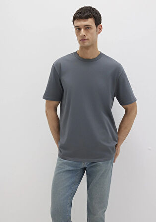 Bisiklet Yaka Lacivert Basic Tişört 0611596-80776