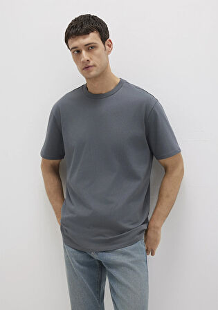 Bisiklet Yaka Lacivert Basic Tişört 0611596-80776