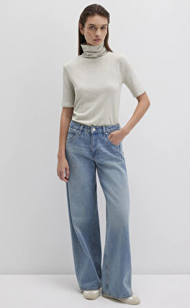 Mavi M1613613-82127 Kısa Kollu Kazak Balıkçı Yaka T-Shirt Kadın Tişört