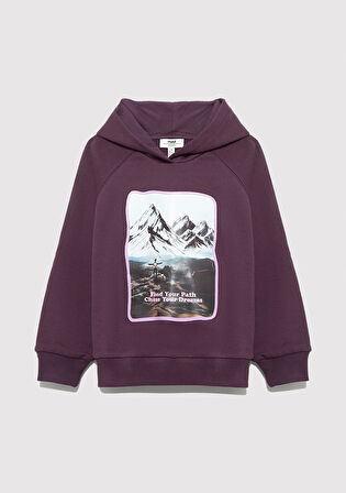 Baskılı Mor Sweatshirt 7S10154-70635