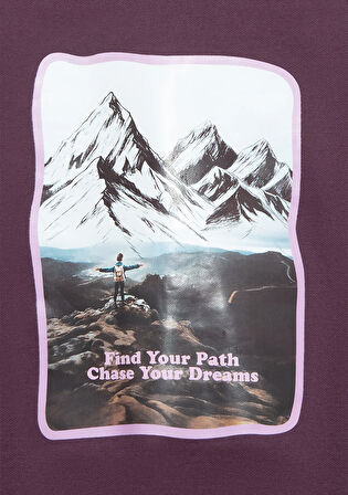 Baskılı Mor Sweatshirt 7S10154-70635