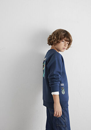 Minecraft Baskılı Lacivert Sweatshirt 6S10164-70720