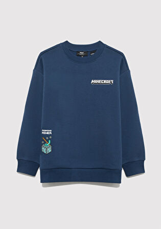 Minecraft Baskılı Lacivert Sweatshirt 6S10164-70720