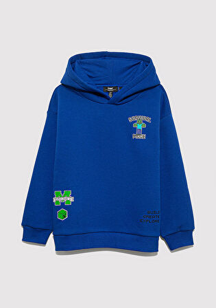 Minecraft Baskılı Mavi Sweatshirt 6S10174-70896