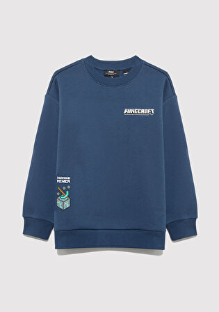 Minecraft Baskılı Lacivert Sweatshirt 6S10164-70720