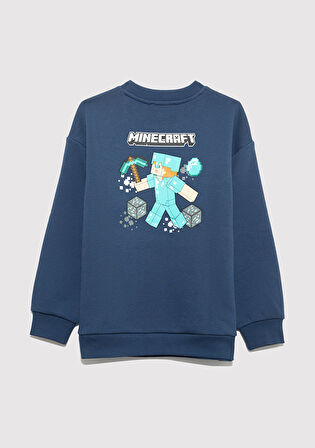 Minecraft Baskılı Lacivert Sweatshirt 6S10164-70720