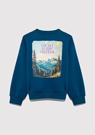 Baskılı Lacivert Sweatshirt 7S10156-89110