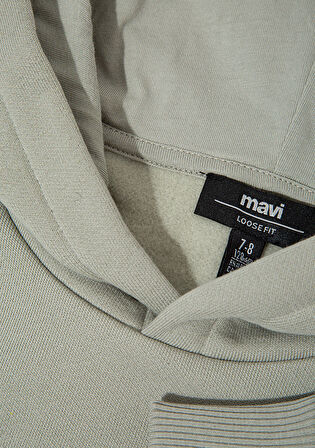 Kapüşonlu Baskılı Yeşil Sweatshirt 6S10149-70155