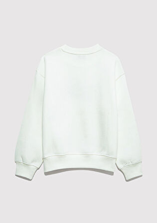 Mavi Logo Kedi Baskılı Ekru Sweatshirt 7S10169-70057