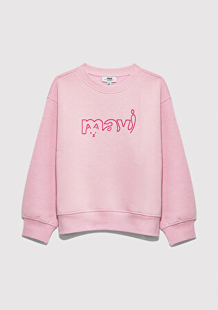 Mavi Kedi Logo Baskılı Pembe Sweatshirt 7S10162-70973