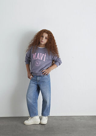 Mavi Logo Baskılı Mor Sweatshirt 7S10170-88095