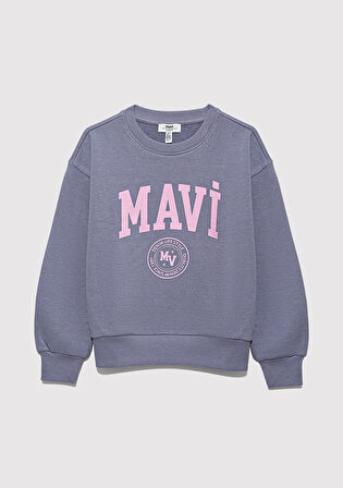 Mavi Logo Baskılı Mor Sweatshirt 7S10170-88095