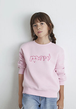 Mavi Kedi Logo Baskılı Pembe Sweatshirt 7S10162-70973