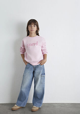 Mavi Kedi Logo Baskılı Pembe Sweatshirt 7S10162-70973