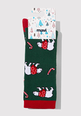 Yılbaşı Temalı Yeşil Bot Çorabı 0912117-71871