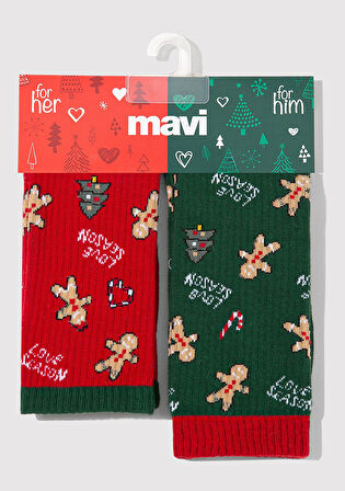 Yılbaşı Temalı 2li Soket Çorap 0912127-84057