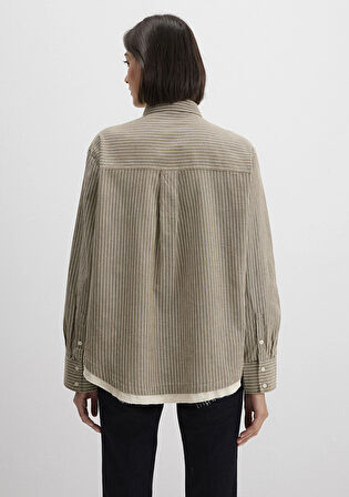 Çizgili Haki Gömlek 1211372-91369
