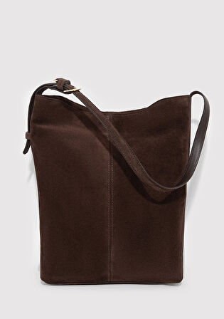 Süet Deri Koyu Kahverengi Kol Çantası 1913696-29718