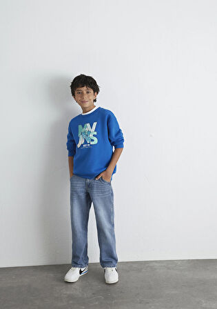 MVJNS Bisiklet Yaka Mavi Sweatshirt 6S10157-82491