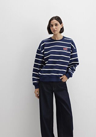 Çizgili Lacivert Sweatshirt 1S10456-84634