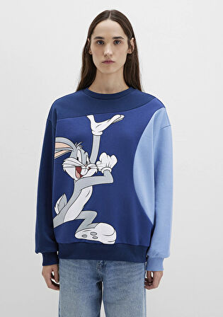 Bugs Bunny Baskılı Lacivert Sweatshirt 1S10471-89353