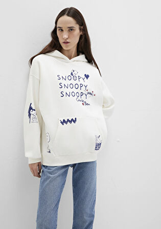 Snoopy Baskılı Ekru Sweatshirt 1S10470-80194