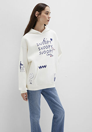 Snoopy Baskılı Ekru Sweatshirt 1S10470-80194
