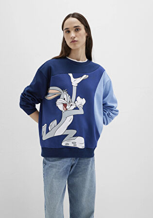 Bugs Bunny Baskılı Lacivert Sweatshirt 1S10471-89353
