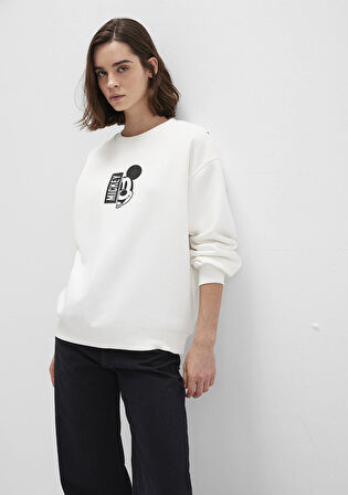 Mickey Mouse Sırt Baskılı Ekru Sweatshirt 1S10467-70057