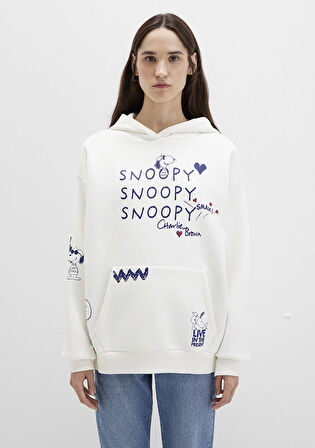 Snoopy Baskılı Ekru Sweatshirt 1S10470-80194