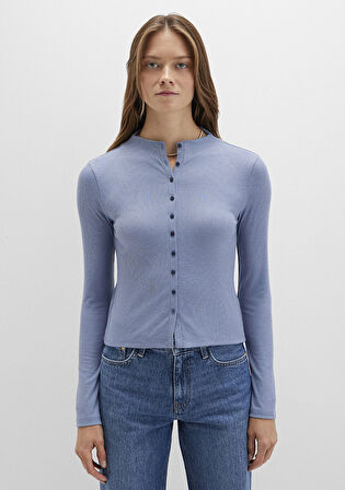 Düğme Detaylı Mavi Tişört 1613695-86802