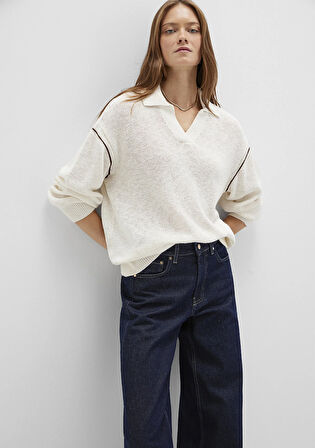 Kol Detaylı Bej Triko Polo 1710834-91338