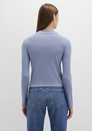 Düğme Detaylı Mavi Tişört 1613695-86802