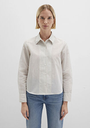 Çizgili Ekru Gömlek 1211353-91345