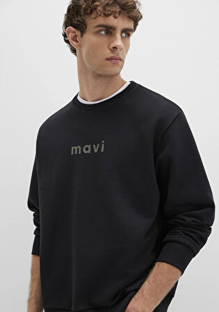 Mavi Logo Baskılı Siyah Sweatshirt 0S10556-900