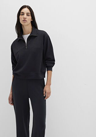 Yarı Fermuarlı Tencel TM Siyah Sweatshirt 1S10488-900