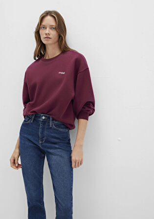 Mavi Logo Baskılı Bordo Sweatshirt 1S10490-90705