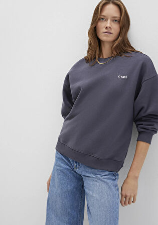 Mavi Logo Baskılı Gri Sweatshirt 1S10490-80932