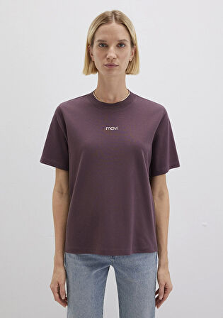 Mavi Logo Baskılı İnterlok Bordo Tişört 1612829-70260