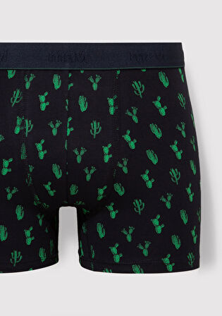 3lü Kaktüs Baskılı Lacivert Boxer 0912197-32184