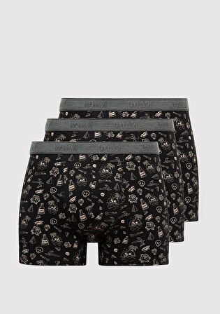 3lü Baskılı Siyah Boxer 0912232-900