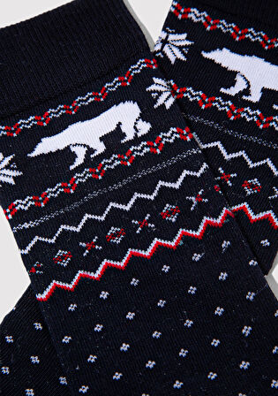 Yılbaşı Temalı Lacivert Soket Çorap 0912105-70490