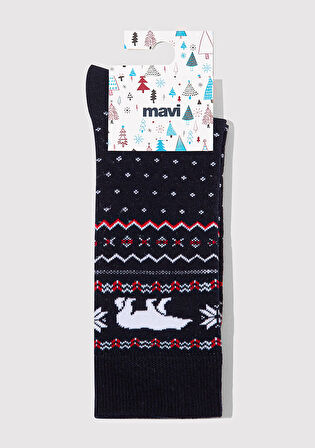 Yılbaşı Temalı Lacivert Soket Çorap 0912105-70490