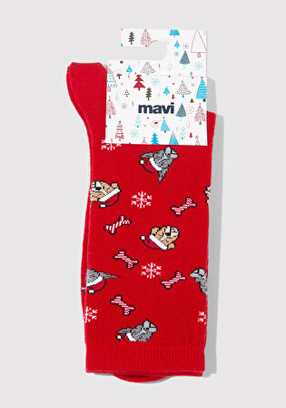 Yılbaşı Temalı Kırmızı Soket Çorap 0912174-70463