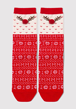 Yılbaşı Temalı Kırmızı Soket Çorap 1913669-70056