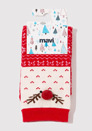 Yılbaşı Temalı Kırmızı Soket Çorap 1913669-70056