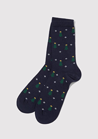 Yılbaşı Temalı Lacivert Soket Çorap 0912110-70490